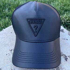 Guess Black Faux Leather Mesh Trucker Snapback Hat HWR67531S O/S Y2K 90s street